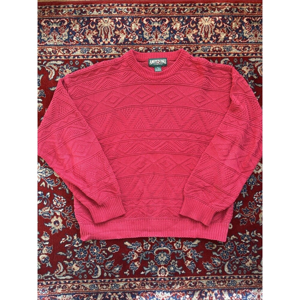 Vintage American Eagle Sweater Mens XL Red Fisherman Knit